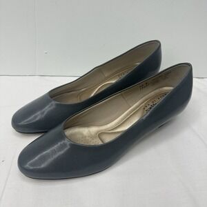 Hush Puppies Womens 10 W Soft Flex Heel Steel Gray / Blue Pump Shoe USA Nice!